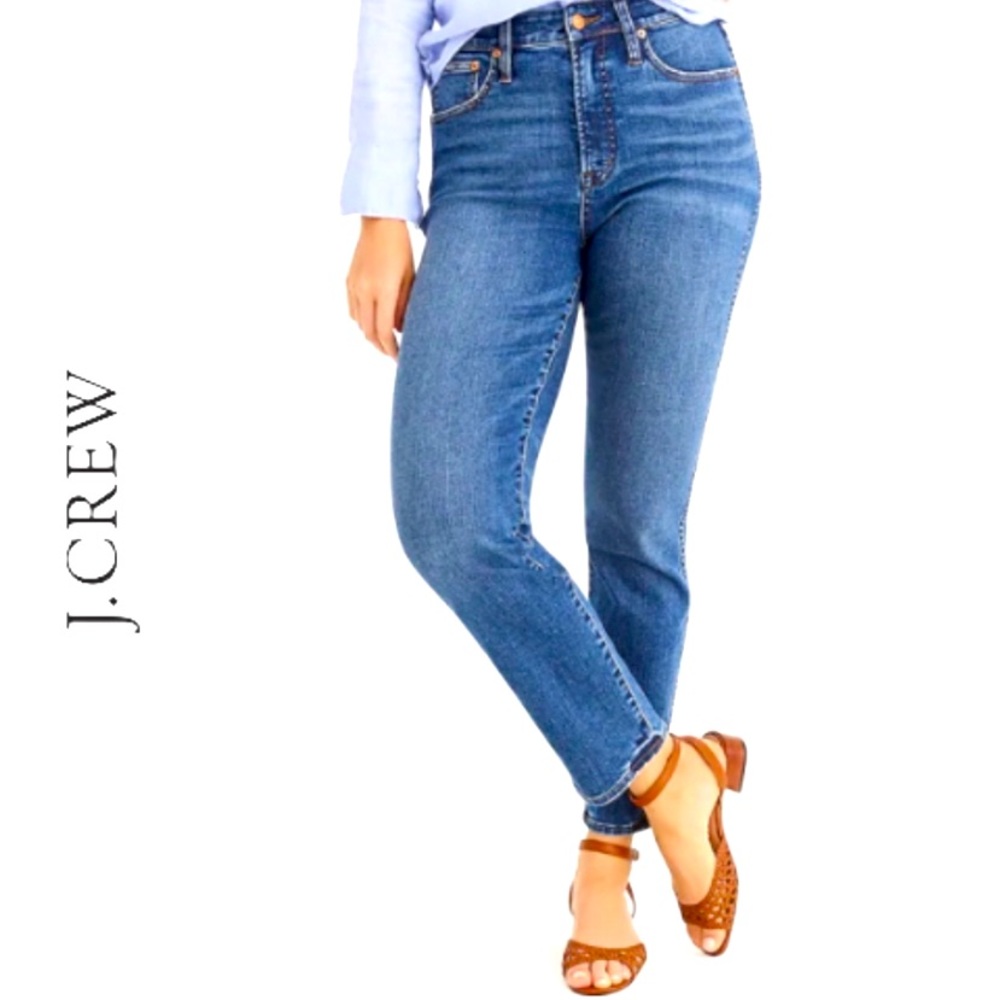 J. Crew Curvy Stretch Vintage Slim Straight Ankle High Rise Jeans Size 30
